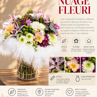 Nuage fleuri, composition florale sans contenant