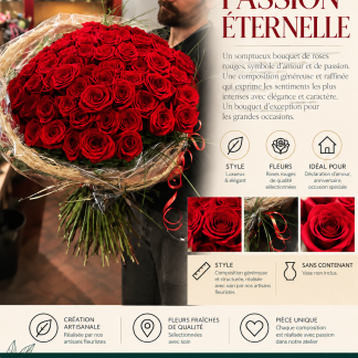 Passion éternelle, composition florale sans contenant